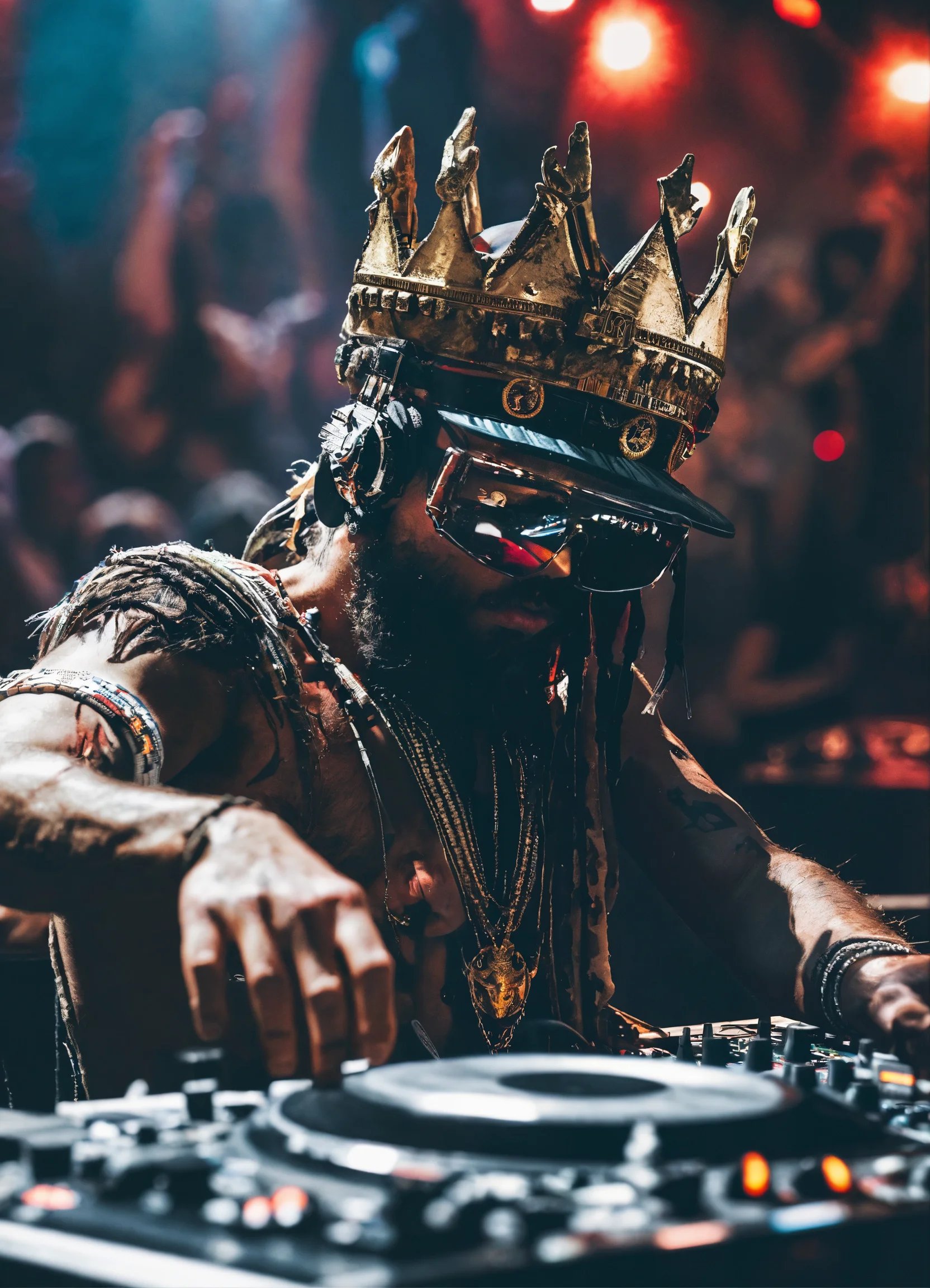 The_warrior_with_a_crown_covering_his_face_is_play